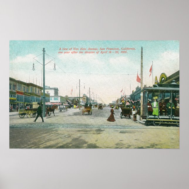 Van Ness Avenue View ett år efter elden Poster (Framsidan)