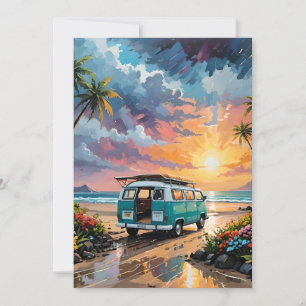 Van Scene på Beach A Julkort