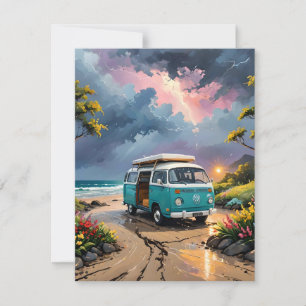 Van Scene på Beach C Julkort