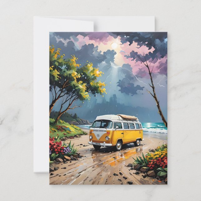 Van Scene på Beach F Julkort (Framsida)