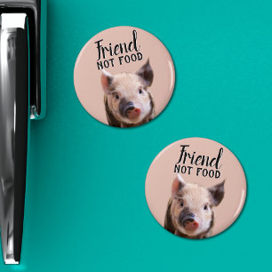 vän som inte äter rosa med söt smågris vegan magnet