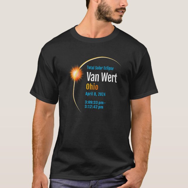 Van Wert Ohio Oh Total Solar Eclipse 2024 1 T Shirt (Framsida)