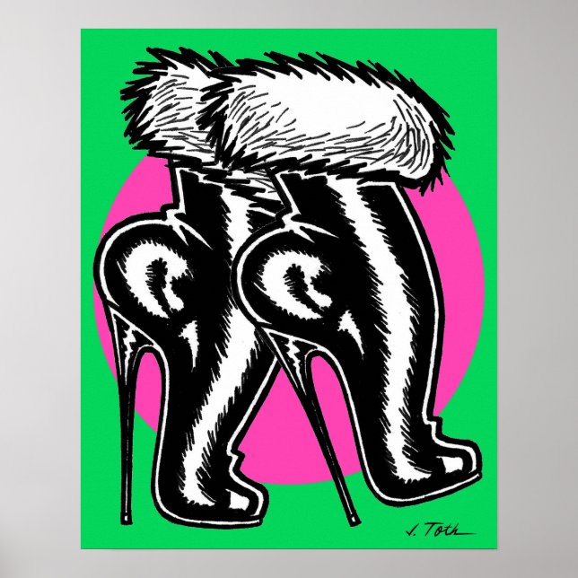 Vana DeVinyl™/Fun-Fur, högklackade stövlar Poster (Framsidan)