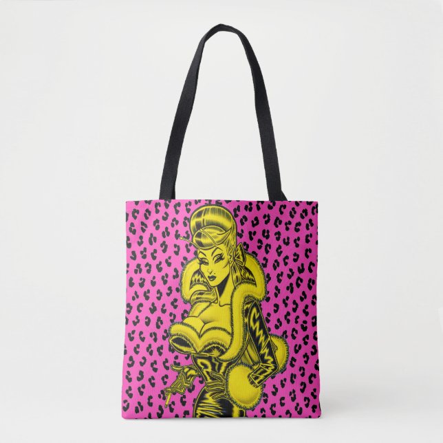 Vana DeVinyl™/Leopard Print Totebag Tygkasse (Framsida)