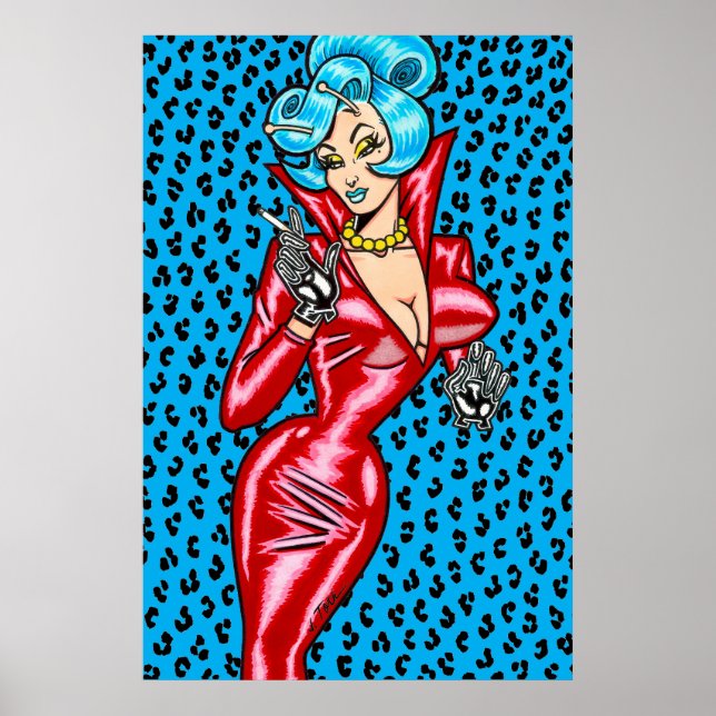 Vana DeVinyl™/Red Vinyl Dress/Blue Poster (Framsidan)