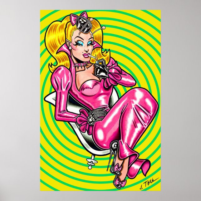 Vana DeVinyl™/Söt i Rosa Rubber Poster (Framsidan)