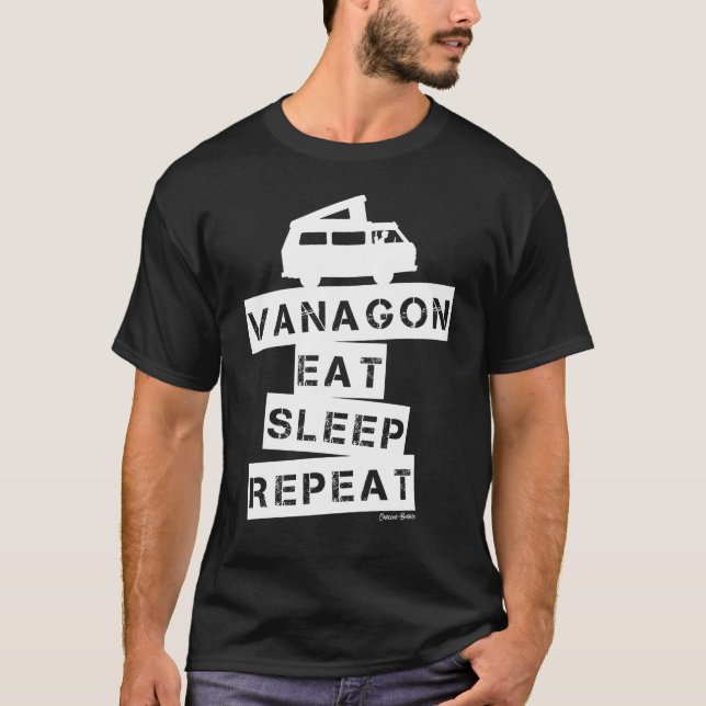 Vanagon Camper T3 Camping  T Shirt (Framsida)