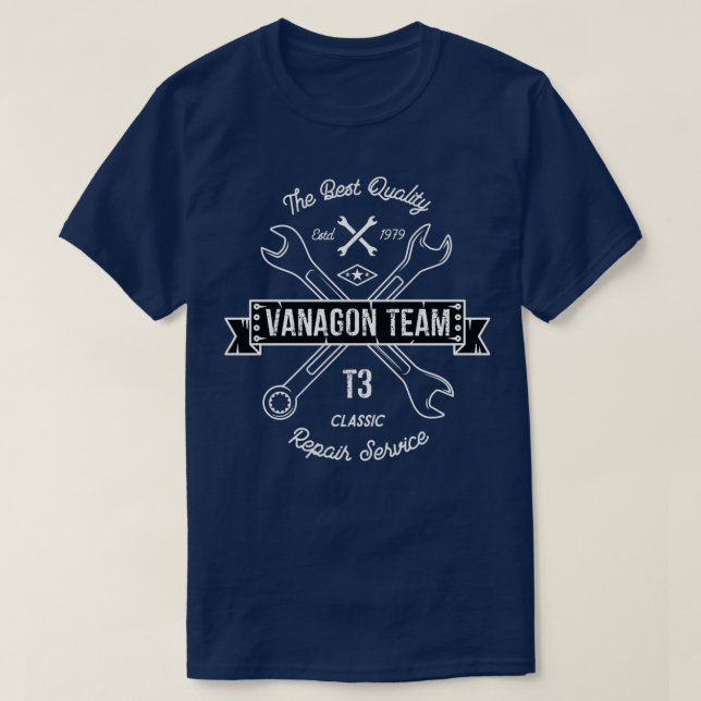 Vanagon Team T3 Reparation Service Ljuny med citat T Shirt (Design framsida)