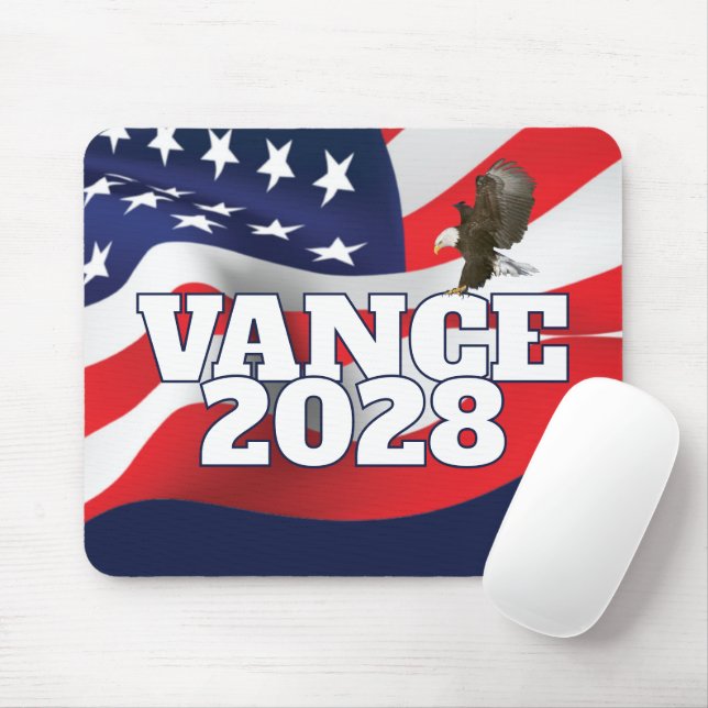 Vance 2028 Text Med Flagga och Vit Huvad Örn Musmatta (Med mus)