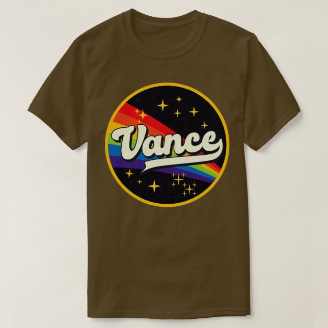 Vance Rainbow in Space Vintage Stil T Shirt (Design framsida)