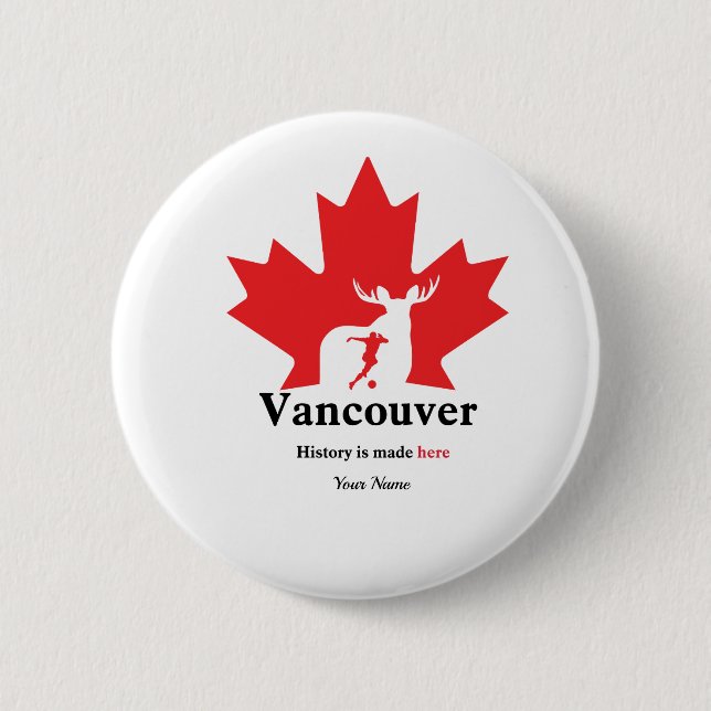 Vancouver 2026 Fotboll Pin  Anpassad Fläktknapp Knapp (Framsida)