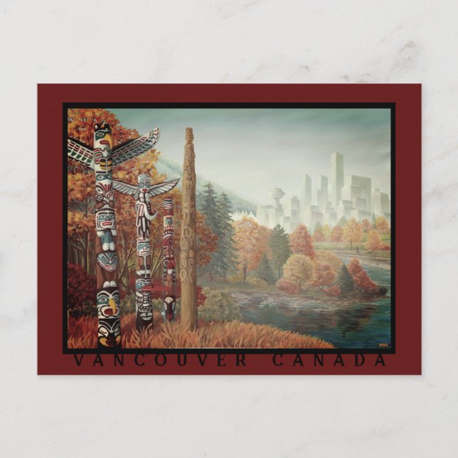 Vancouver Art Postcard Vancouver Totem Pole-kort Vykort (Framsida)
