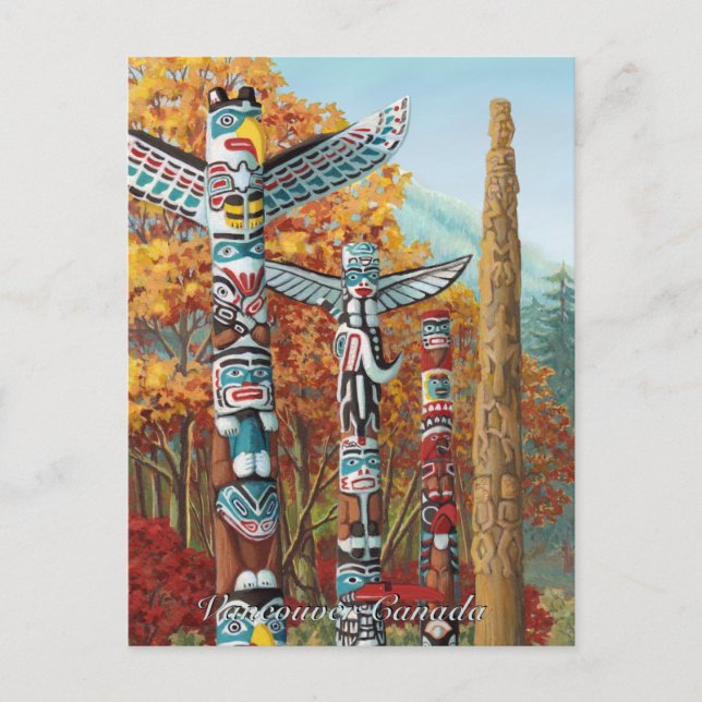 Vancouver Art Postcard Vancouver Totem Pole Painti Vykort (Framsida)