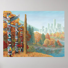 Vancouver Art Poster Vancouver Totem Pole-målning
