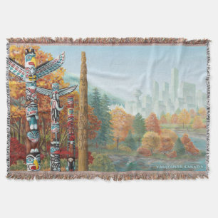 Vancouver Art Throw Blanket Vancouver Totem Blanke Filt