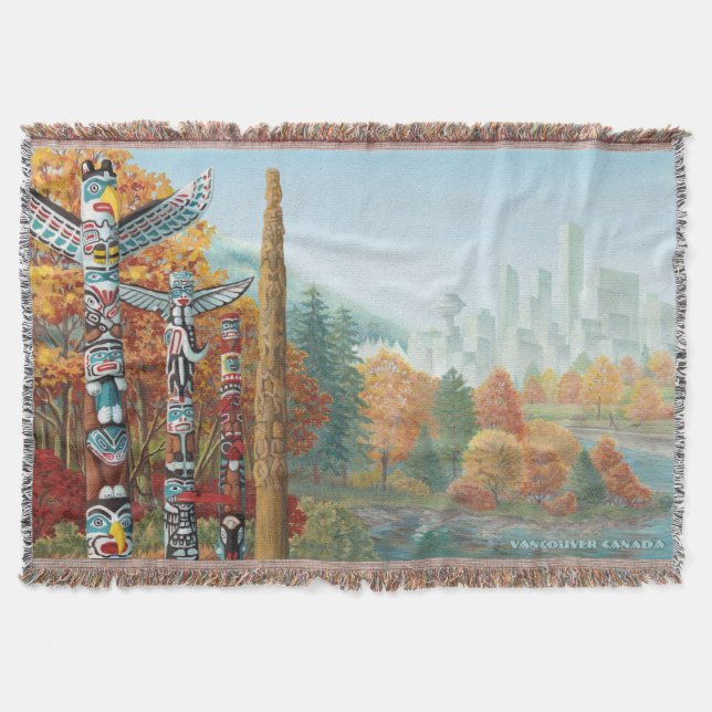 Vancouver Art Throw Blanket Vancouver Totem Blanke Filt (Framsidan)