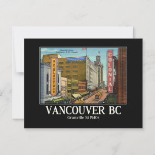 Vancouver BC Canada Granville St 1940s Vykort