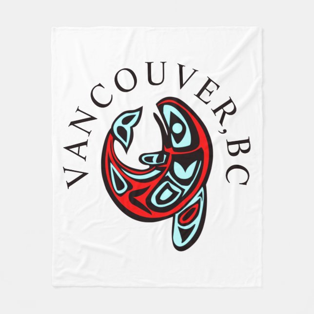 Vancouver BC Haida Späckhuggare Totem Tatuering Fleecefilt (Framsidan)