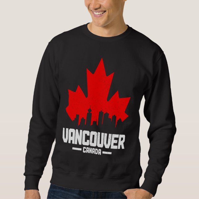Vancouver BC Kanada Lönnblad Kanadensiska flaggan  Lång Ärmad Tröja (Framsida)