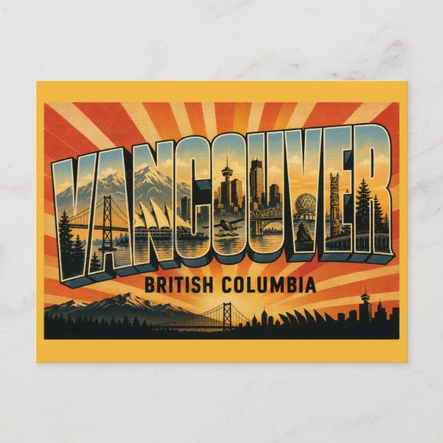 Vancouver BC Kustmetropol Vykort (Framsida)