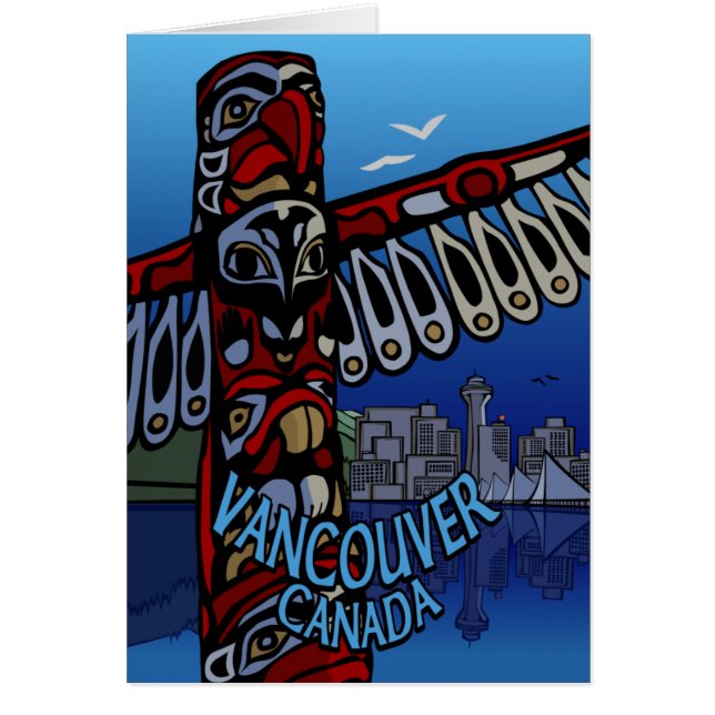 Vancouver BC Souvenir Cards Totem Pole Art Cards Hälsningskort (Framsidan)