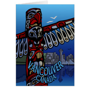 Vancouver BC Souvenir Cards Totem Pole Art Cards Hälsningskort