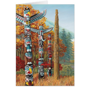 Vancouver BC Souvenir Cards Totem Pole Art Cards Hälsningskort