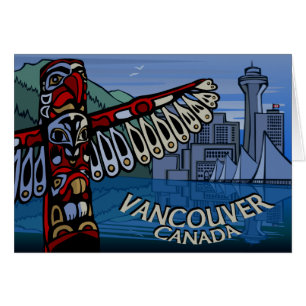 Vancouver BC Souvenir Cards Totem Pole Art Cards Hälsningskort