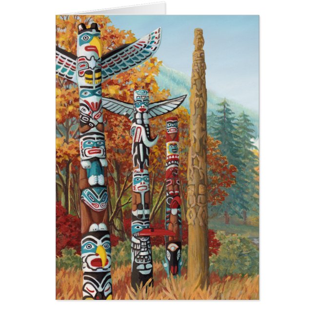 Vancouver BC Souvenir Cards Totem Pole Art Cards Hälsningskort (Framsidan)