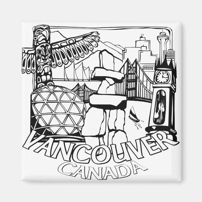 Vancouver BC Souvenir Magnets Buttons & Gissons Magnet (Framsidan)