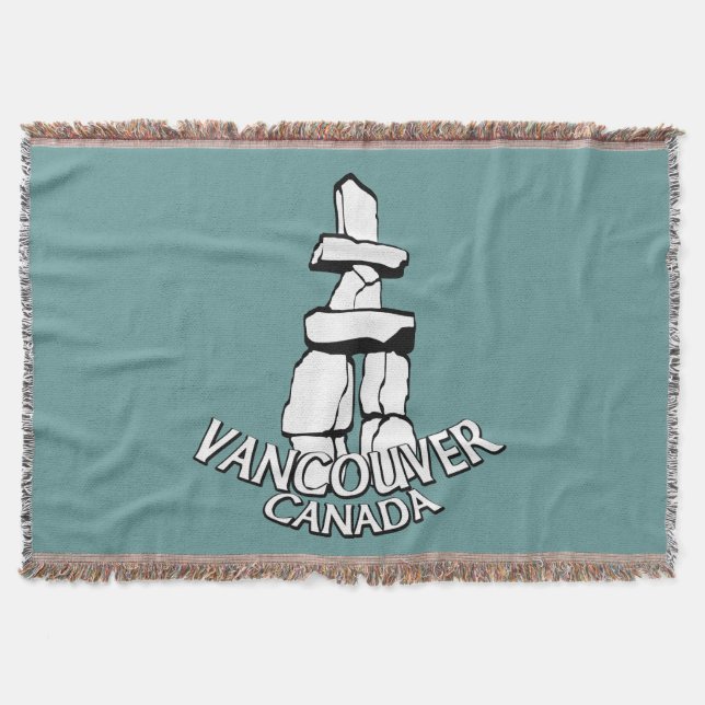 Vancouver Blanket Vancouver Inukshuk Souvenir Gift Filt (Framsidan)