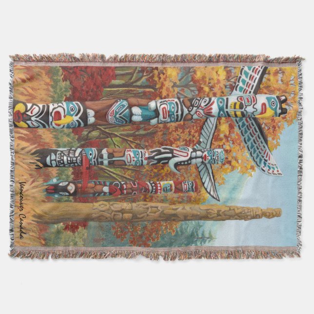 Vancouver Blanket Vancouver Totem Pole Souvenirs Filt (Framsidan)