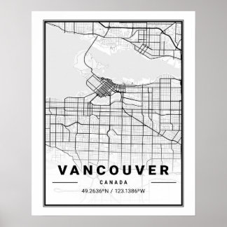 Vancouver British Columbia Canada Travel City Kart Poster