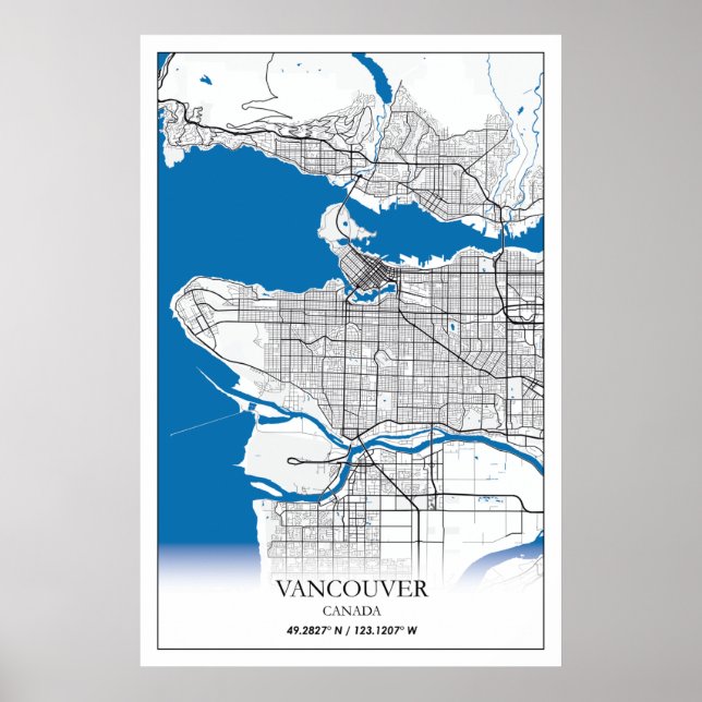 Vancouver British Columbia Canada Travel City Kart Poster (Framsidan)