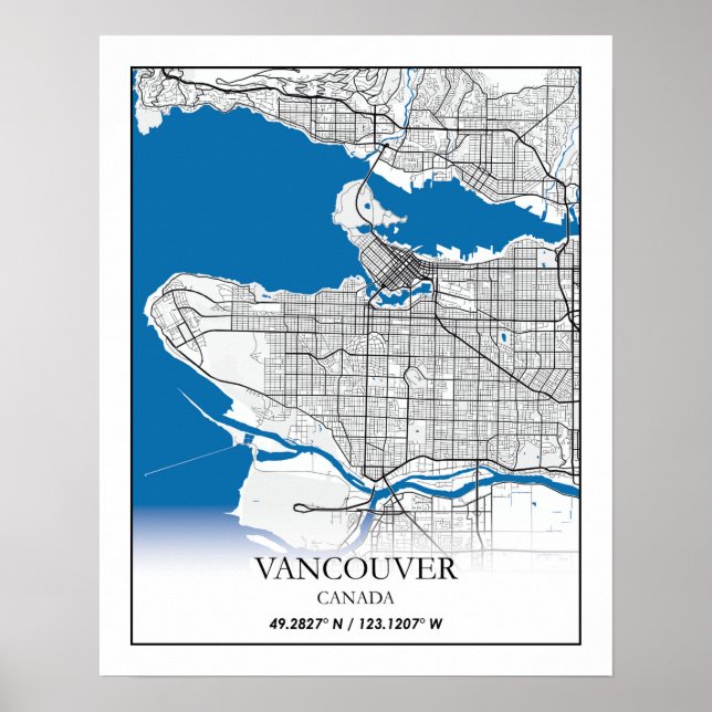Vancouver British Columbia Canada Travel City Kart Poster (Framsidan)