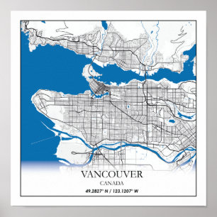 Vancouver British Columbia Kanada Resestads karta Poster