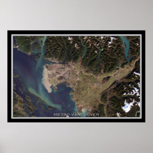 Vancouver British Columbia Satellite Poster Karta