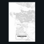 Vancouver, British Columbia (svart på vitt) Poster<br><div class="desc">Intricate poster städer som bara skisseras på sina vägar i vackra detaljer. Routelines konstnärliga verk (c)2012 Nicholas Rougeux. Data från karta utanför USA är c) OpenStreetMap (http://www.openstreetmap.org) rapportörer,  CC BY-SA (http://creativecommons.org/licenses/by-sa/2.0/). Läs mer på www.Routelines.com</div>