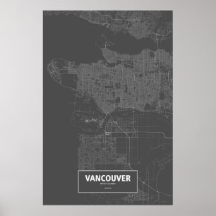 Vancouver, British Columbia (vit på svart) Poster