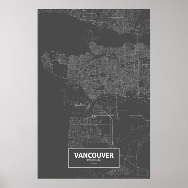 Vancouver, British Columbia (vit på svart) Poster (Framsidan)