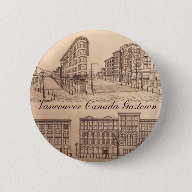 Vancouver Buttons Souvenir Buttons Gastown Art Knapp (Framsida)
