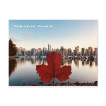 Vancouver Canada Red Maple Löv Skyline vykort