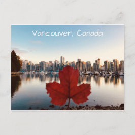 Vancouver Canada Red Maple Löv Skyline Vykort