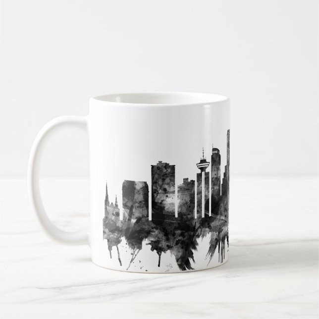 Vancouver Canada Skyline BW Kaffemugg (Vänster)