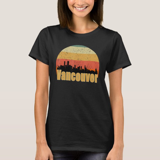 Vancouver Canada Skyline Silhouette Sunset I Kärle T Shirt (Framsida)