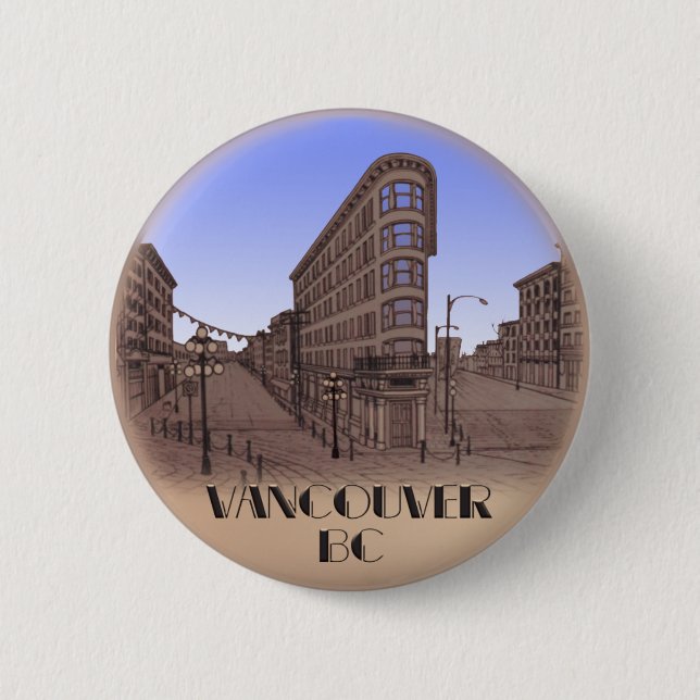 Vancouver Canada Souvenir Buttons Gastown Art Gift Knapp (Framsida)