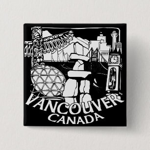 Vancouver Canada Souvenir Buttons Gastown Art Gift Knapp