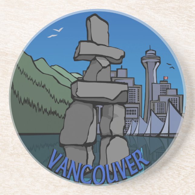Vancouver Canada Souvenir Underlägg Vancouver Gift Sandsten (Framsidan)