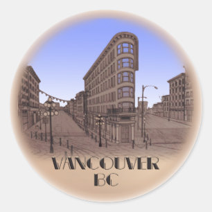 Vancouver Canada Sticker Landmark Gastown Souvenir Runt Klistermärke