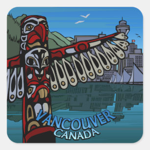 Vancouver Canada Stickers Landmark Souvenir Art Fyrkantigt Klistermärke